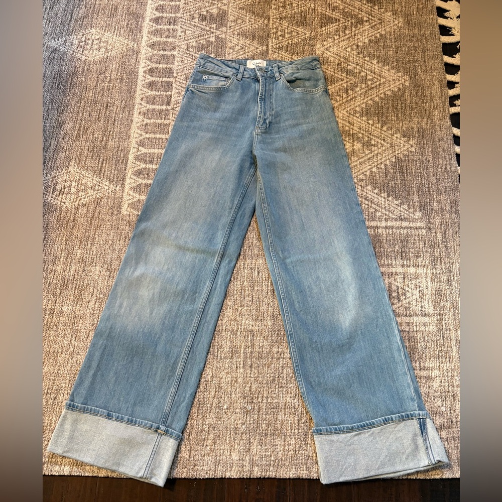 Rails The Getty High Rise Blue Wide-Leg Women Cuff Jeans